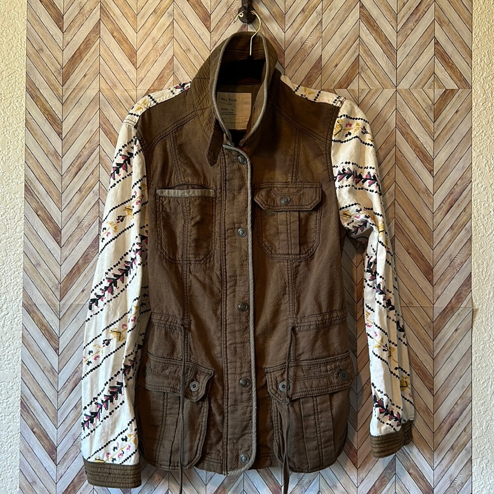 Free People Cotton Printed Sleeve Jacket Women’s Size Large